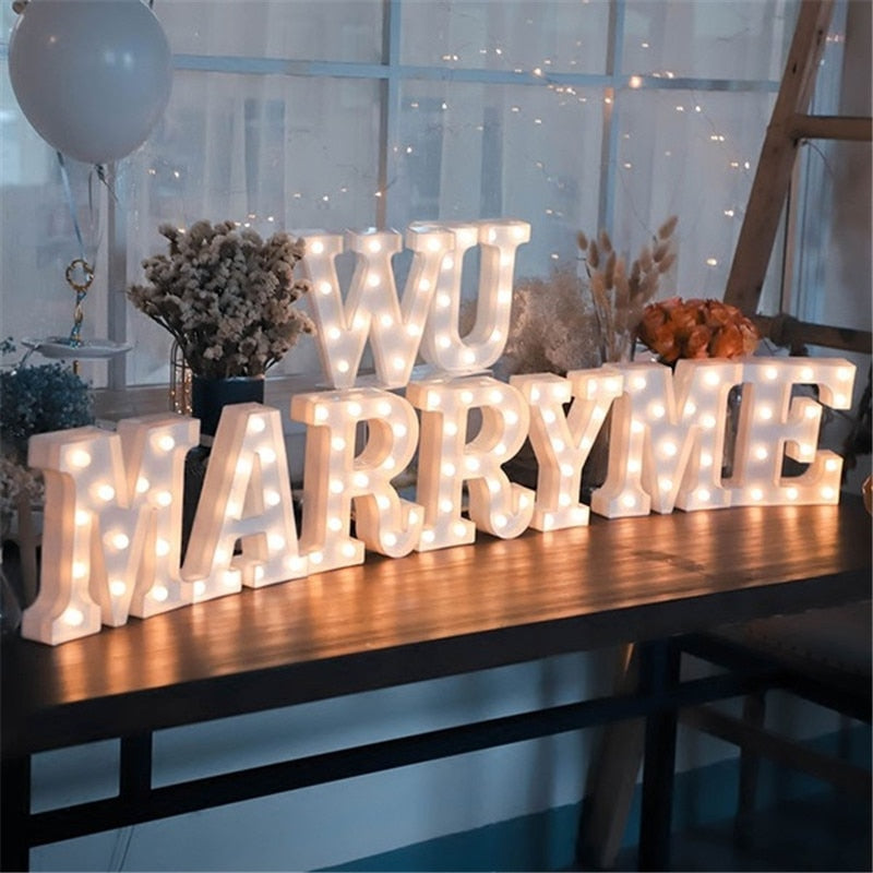 16CM LED Letter Night Light Light Alphabet Battery Home Club Wall Decoration Party Wedding Birthday Decors Valentine's Day Gift