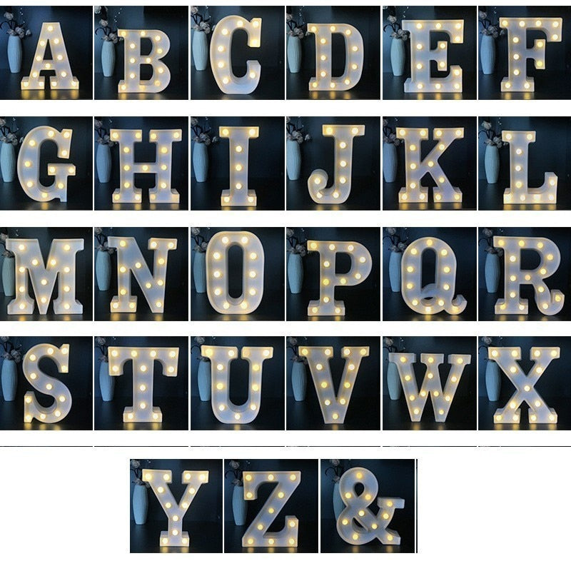 16CM LED Letter Night Light Light Alphabet Battery Home Club Wall Decoration Party Wedding Birthday Decors Valentine's Day Gift