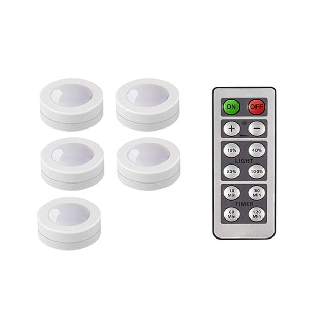 Touch Sensor LED Under Cabinets Lights Dimmable LED Puck Light For Kitchen Wardrobe Stair Closet Night Lamp Battery Powered