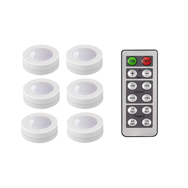 Touch Sensor LED Under Cabinets Lights Dimmable LED Puck Light For Kitchen Wardrobe Stair Closet Night Lamp Battery Powered