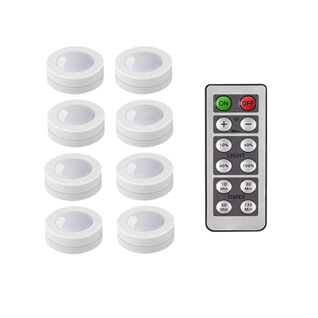 Touch Sensor LED Under Cabinets Lights Dimmable LED Puck Light For Kitchen Wardrobe Stair Closet Night Lamp Battery Powered