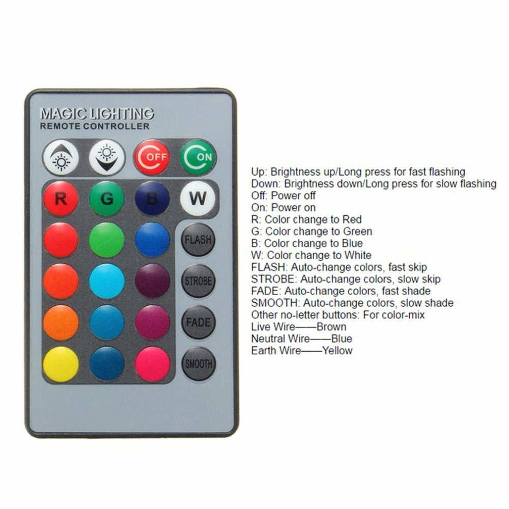 IP68 10W RGB LED Light Garden Fountain Pool Pond Spotlight Waterproof Underwater Lamp with Remote Control Black/Silver