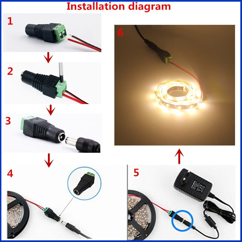 Waterproof RGB led strip neon light warm white blue red green LED ribbon Flexible light strip tape adapter 12v