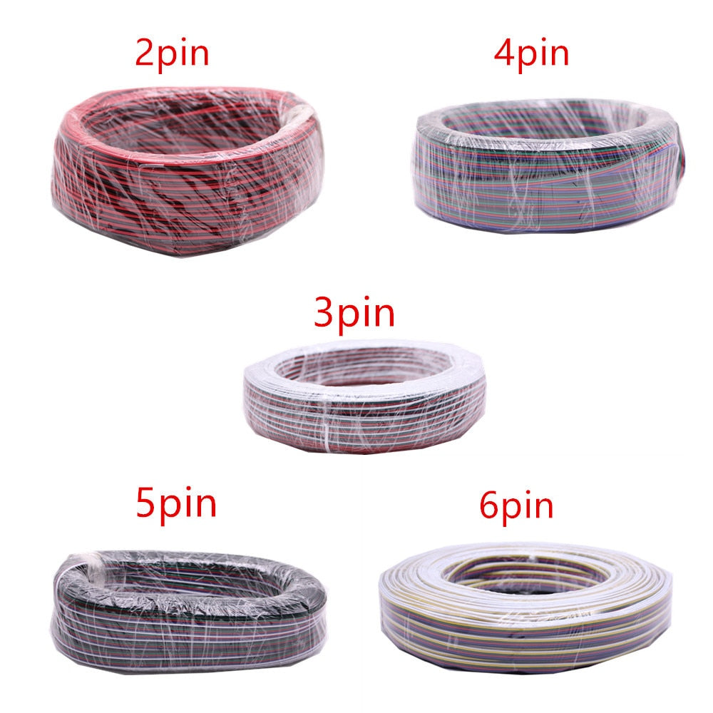 2pin 3pin 4pin 5pin 6pin 22AWG Led Connect LED RGB wire Cable For WS2812 WS2811 RGB RGBW RGB CCT 5050 3528 LED Strip
