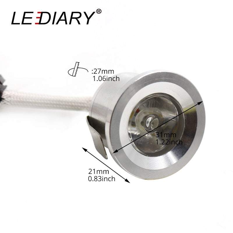 LEDIARY 1W Mini LED Downlight Spotlights Warm/Cold White LED Lamp 100V-240V 1inch 27mm Cut Hole Under Cabinet Lighting Fixtures