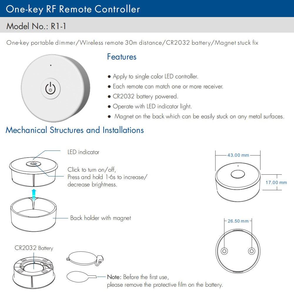 LED Dimmer Switch 12V 24V PWM 2.4G LED Touch RF Wireless Remote 5V 36V Smart Wifi Dimmer Controller for Single Color LED Strip