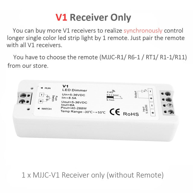 LED Dimmer Switch 12V 24V PWM 2.4G LED Touch RF Wireless Remote 5V 36V Smart Wifi Dimmer Controller for Single Color LED Strip