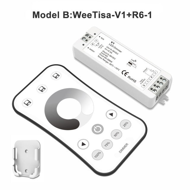 LED Dimmer Switch PWM Wireless RF 2.4G 4-Zone Touch Remote Smart Home Wifi Relay DC12V 24V Controller for Single Color LED Strip