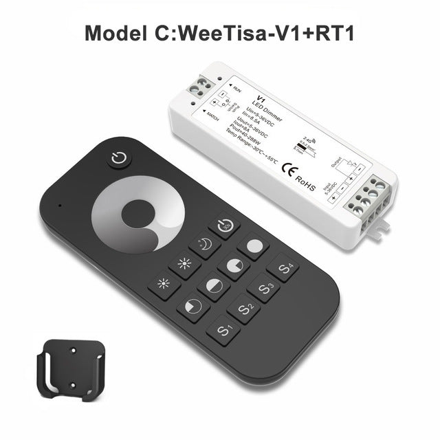 LED Dimmer Switch PWM Wireless RF 2.4G 4-Zone Touch Remote Smart Home Wifi Relay DC12V 24V Controller for Single Color LED Strip