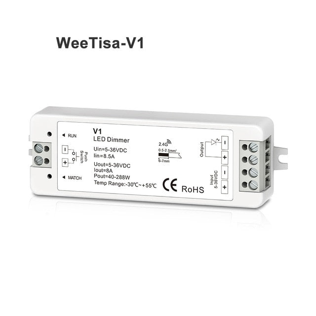 LED Dimmer Switch PWM Wireless RF 2.4G 4-Zone Touch Remote Smart Home Wifi Relay DC12V 24V Controller for Single Color LED Strip