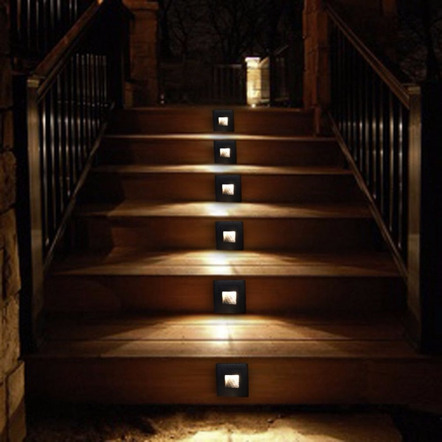 LED Recessed Stair Step Light Outdoor Floor Stair Deck Underground Spotlight Led Footlight Embedded Corner Lamp