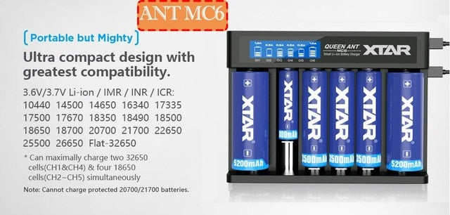 NEW XTAR VC2 VC2S VC4 VC4S Colorful VA LCD Screen Micro-USB powered portable apply to 3.6V/3.7V Li-ion/IMR/INR/ICR 18650 26650