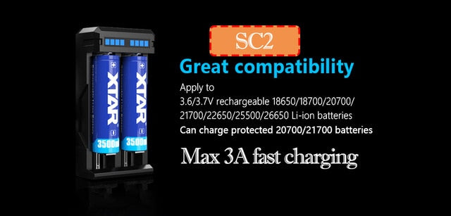 NEW XTAR VC2 VC2S VC4 VC4S Colorful VA LCD Screen Micro-USB powered portable apply to 3.6V/3.7V Li-ion/IMR/INR/ICR 18650 26650