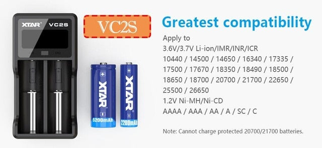 NEW XTAR VC2 VC2S VC4 VC4S Colorful VA LCD Screen Micro-USB powered portable apply to 3.6V/3.7V Li-ion/IMR/INR/ICR 18650 26650