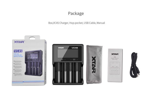 NEW XTAR VC2 VC2S VC4 VC4S Colorful VA LCD Screen Micro-USB powered portable apply to 3.6V/3.7V Li-ion/IMR/INR/ICR 18650 26650