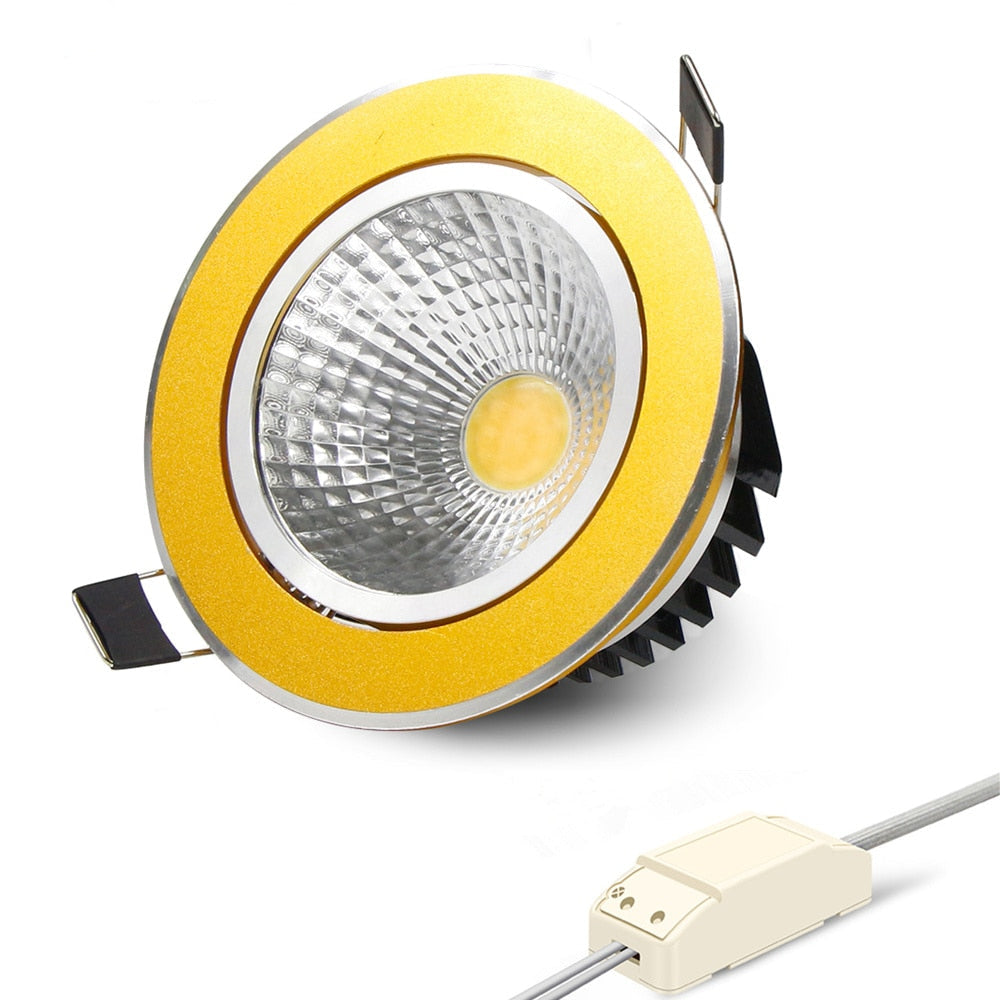 DBF Super Bright Recessed Gold LED Dimmable Downlight COB 5W 7W 10W 12W LED Spot Light LED Decoration Ceiling Lamp AC 110V 220V