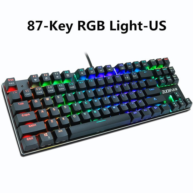 Gaming Mechanical Keyboard Blue Red Switch 87key Anti-ghosting RGB/Mix Backlit LED USB RU/US Wired Keyboard For Gamer PC Laptop