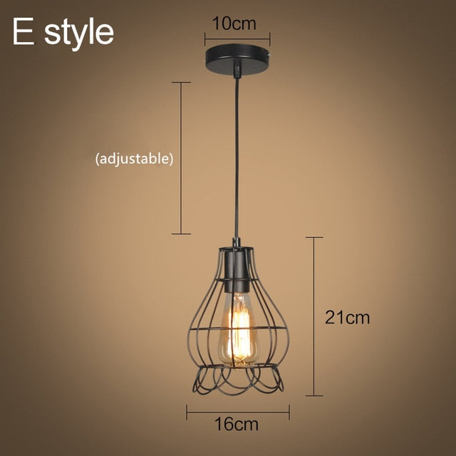 Modern cage pendant light iron minimalist retro Scandinavian loft pyramid pendant lamp metal Hanging Lamp E27 Indoor ZDD0011
