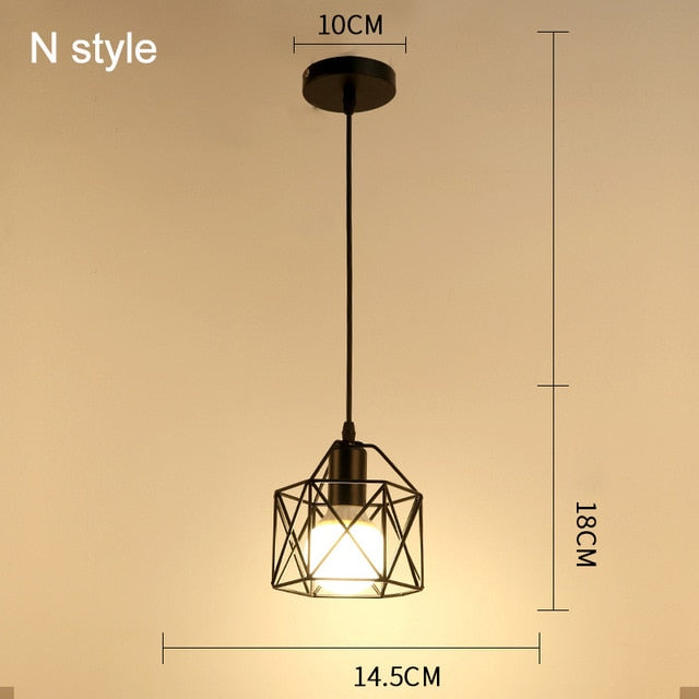 Modern cage pendant light iron minimalist retro Scandinavian loft pyramid pendant lamp metal Hanging Lamp E27 Indoor ZDD0011