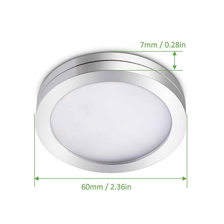 Dimmable 2.5W DC12V LED Under Cabinet Closet Light Aluminum LED Display Case Lights For Kitchen Counter Cupboard Puck Lights