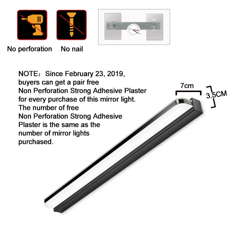 LED Mirror Light 40/50cm 9W/12W AC220-240V Waterproof Modern Cosmetic Acrylic Wall Lamp For Bathroom Light sconce lamp