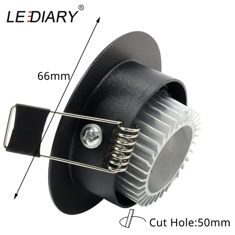 LEDIARY 110V-220V LED Spot Downlights 3W 55mm Hole White/Silver/Black Indoor Living Room Down Lights led Ceiling Recessed Lamp