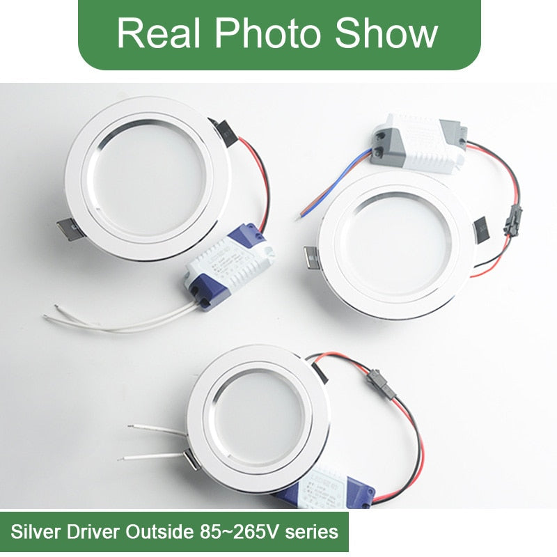 Kaguyahime LED Spot Light 5W 9W 15W 18W Silver White Ultra Thin AC 110V 220V Round Recessed LED Downlight LED Spot Lighting 12W