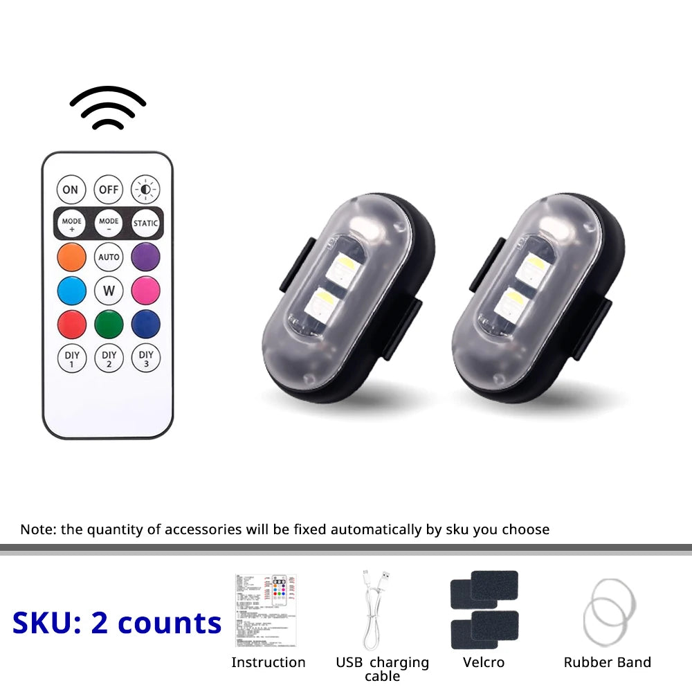 Remote Control RGB LED Strobe Light Wireless Rechargeable Footwell Lights Exterior Interior Decorative for SUV Truck Motorcycle
