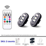 Remote Control RGB LED Strobe Light Wireless Rechargeable Footwell Lights Exterior Interior Decorative for SUV Truck Motorcycle