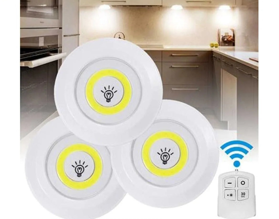 Kit 3 Lamp Led Spot Wireless Remote Control Luminaire