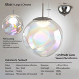 Lighting Iridescence PVD Rainbow Dining Pendant Light - Modern Hidden LED Hanging Lamp for Commercial & Home Ceiling Decor