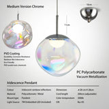 Lighting Iridescence PVD Rainbow Dining Pendant Light - Modern Hidden LED Hanging Lamp for Commercial & Home Ceiling Decor