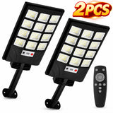 Outdoor Solar Street Lights with Remote Control (2/4-Pack) - Super Bright LED Motion Sensor Security Wall Lamps for Yard, Garden & Garage