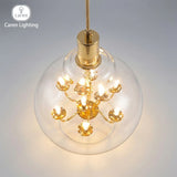 Caren Lighting Dreamy Light Giant Chandelier Black Electroplated Transparent Glass King Edison Ghost Pendant Hand-Blown