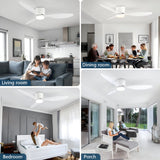 42/52 Inch Ceiling Fan Light - High Airflow LED Dual Function for Living Room & Bedroom, Remote & Timer, Easy Installation
