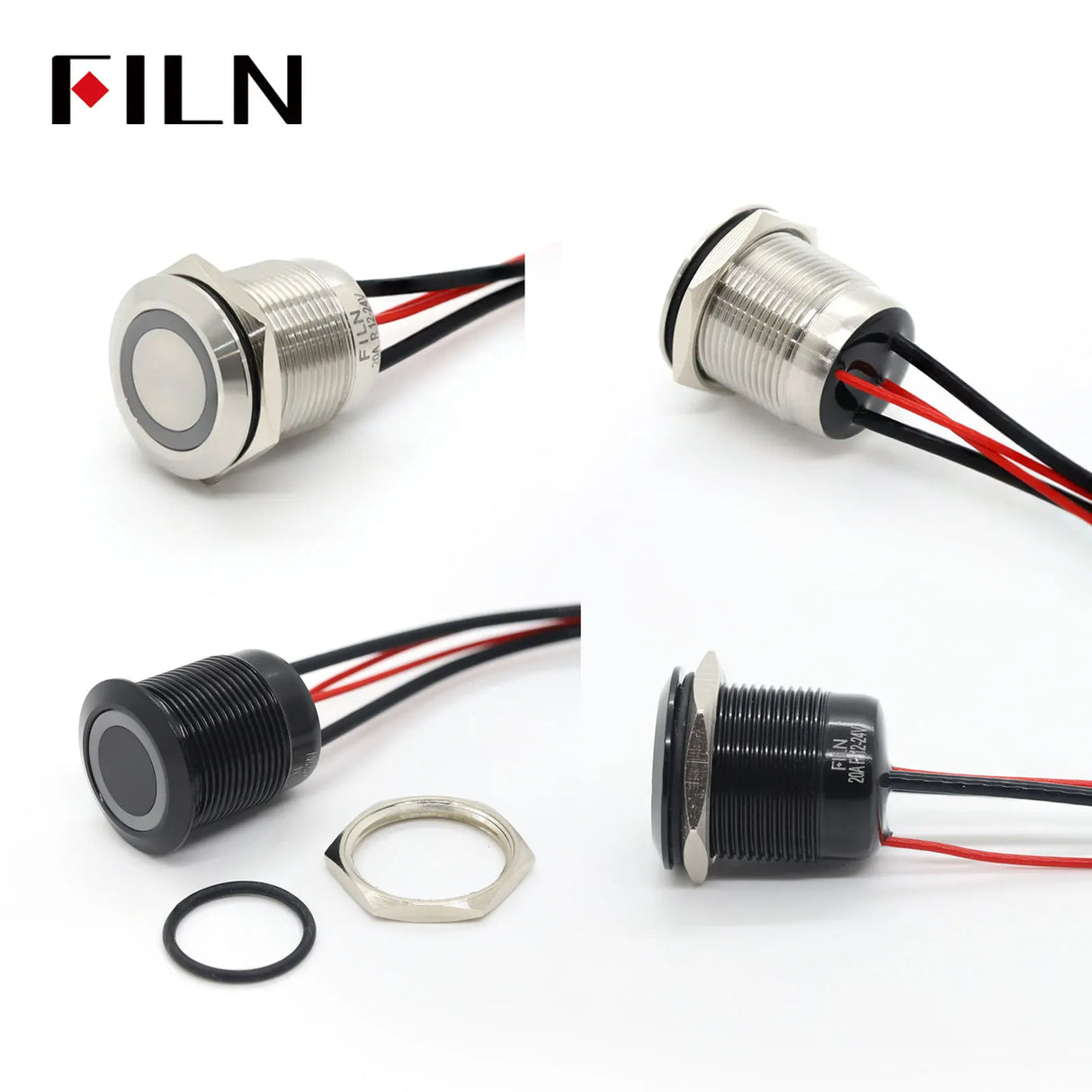 19mm 20A Push Button Switch - IP66 Waterproof Metal LED Light