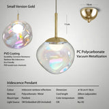 Lighting Iridescence PVD Rainbow Dining Pendant Light - Modern Hidden LED Hanging Lamp for Commercial & Home Ceiling Decor