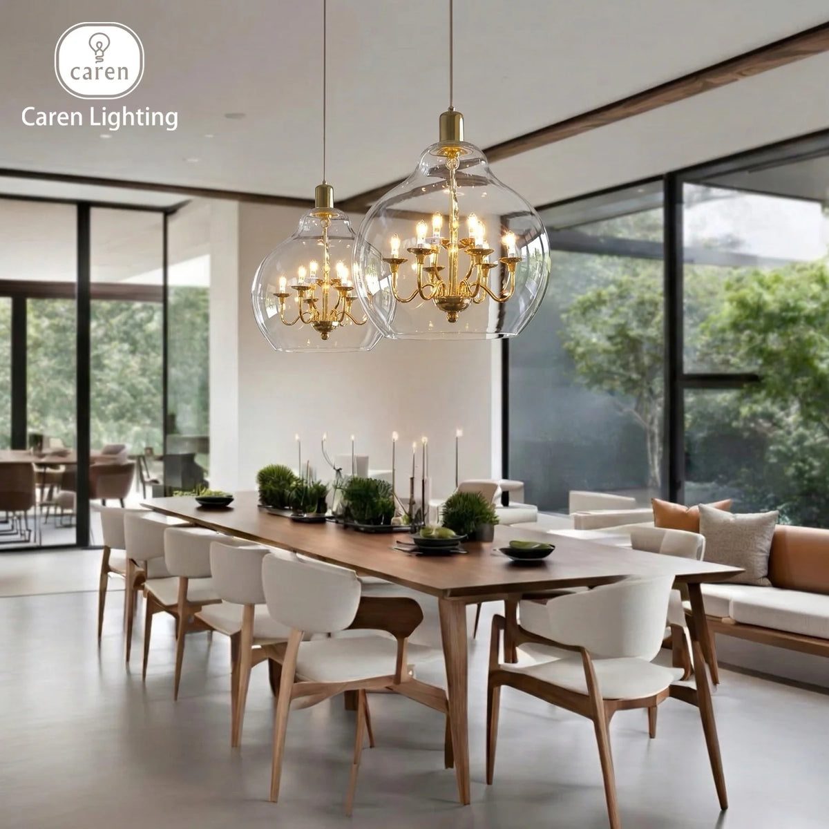 Caren Lighting Dreamy Light Giant Chandelier Black Electroplated Transparent Glass King Edison Ghost Pendant Hand-Blown