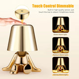 Bedside Touch Control Table Lamp, Golden Figurine Decorative LED Light, Three-Level Brightness Small Night Light for the Room