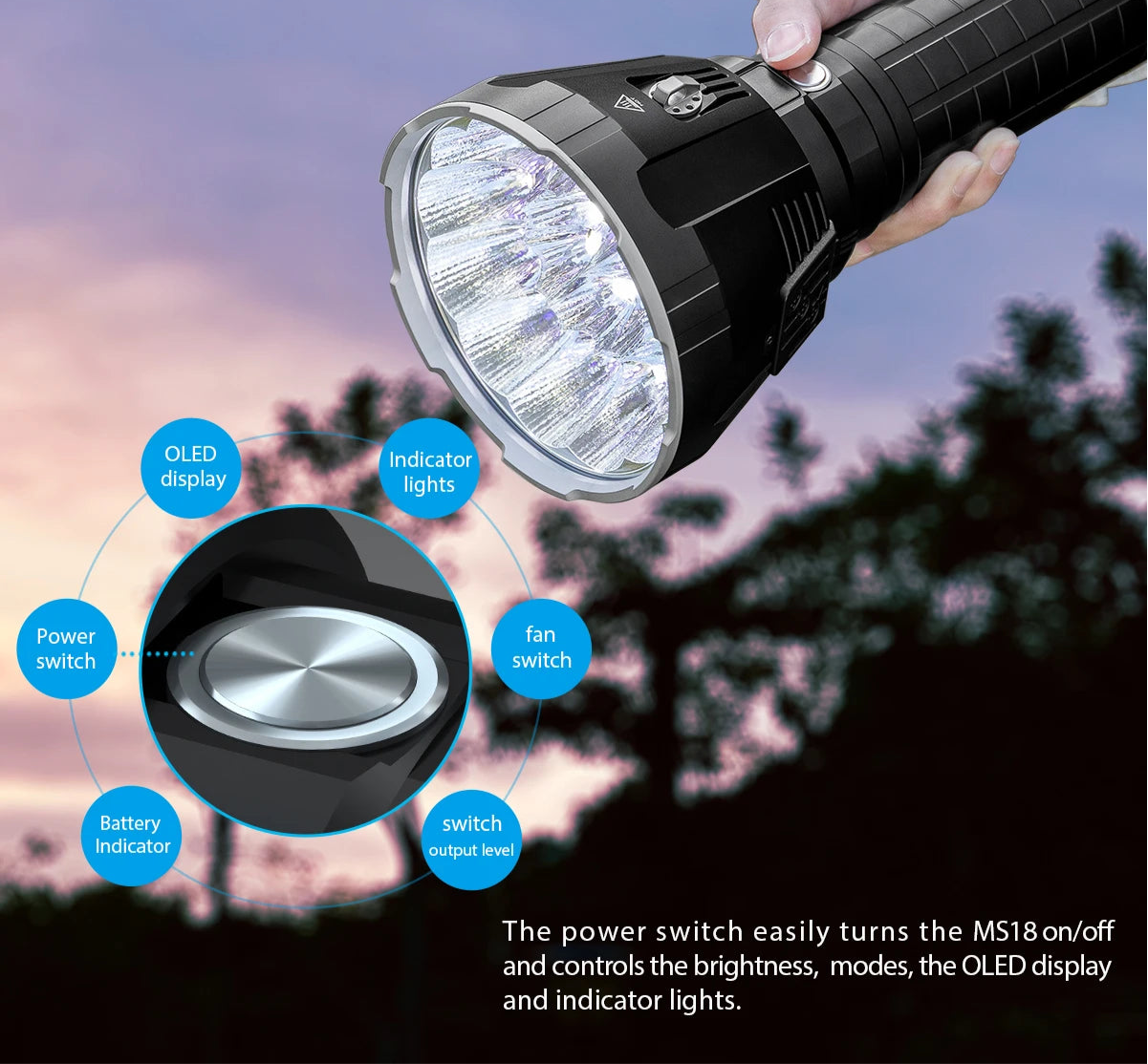 Powerful Flashlight 100000LMs Rechargeable Outdoor Hunting Self Defense Torch XHP70.2 LED Tactical Searchlight