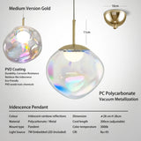 Lighting Iridescence PVD Rainbow Dining Pendant Light - Modern Hidden LED Hanging Lamp for Commercial & Home Ceiling Decor