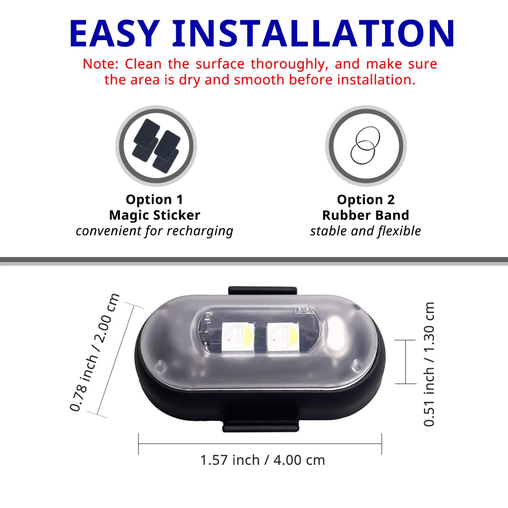 Remote Control RGB LED Strobe Light Wireless Rechargeable Footwell Lights Exterior Interior Decorative for SUV Truck Motorcycle