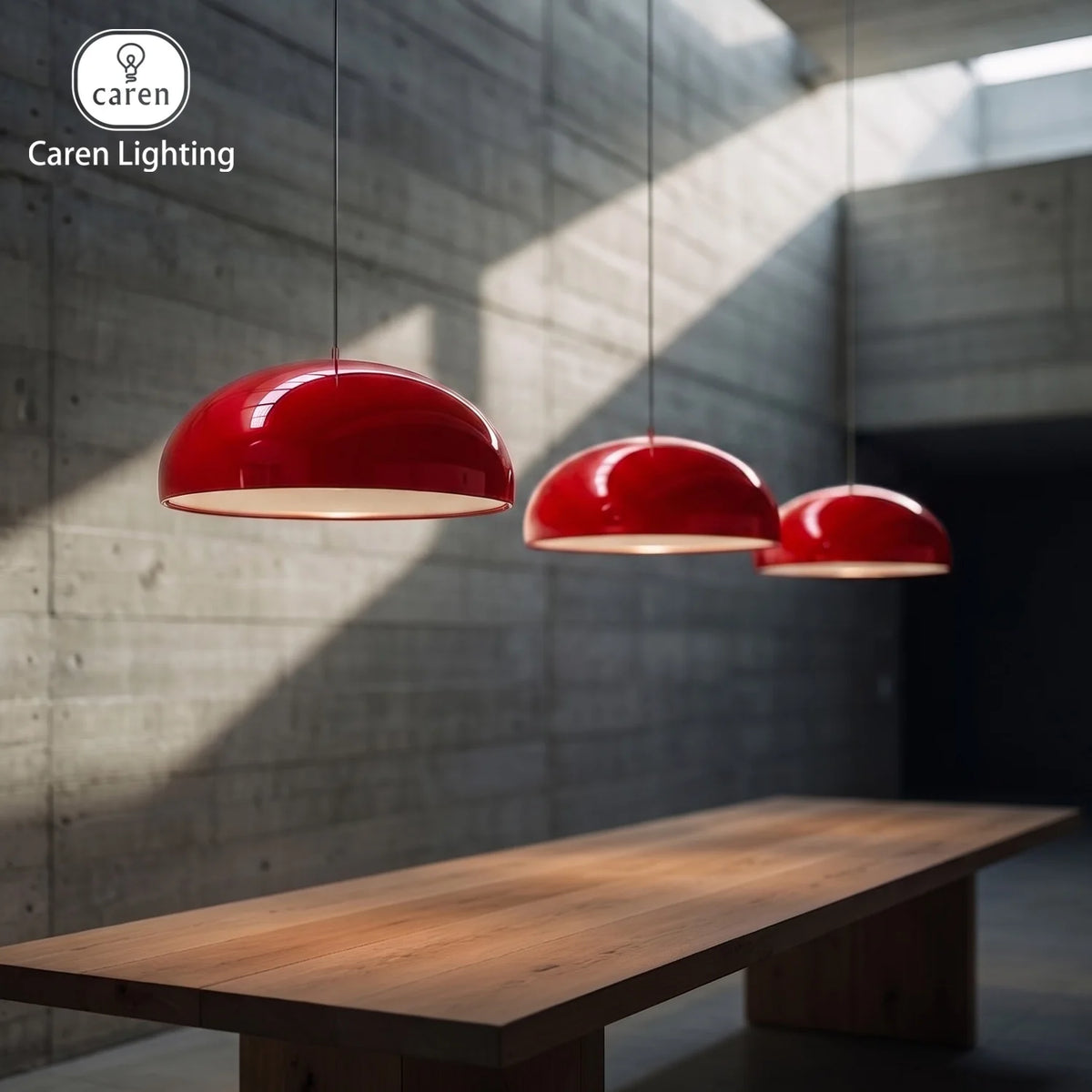 Contemporary Glossy Dome Shade Chroma Dome Black White Orange Red Vibrant Distinct Retro Minimalist Dining Room Pendant Light