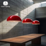 Contemporary Glossy Dome Shade Chroma Dome Black White Orange Red Vibrant Distinct Retro Minimalist Dining Room Pendant Light
