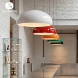 Contemporary Glossy Dome Shade Chroma Dome Black White Orange Red Vibrant Distinct Retro Minimalist Dining Room Pendant Light