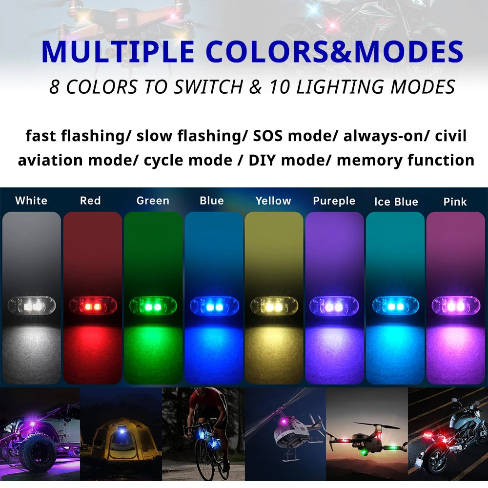 Remote Control RGB LED Strobe Light Wireless Rechargeable Footwell Lights Exterior Interior Decorative for SUV Truck Motorcycle