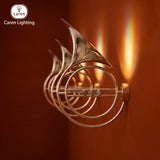 Caren Lighting Wall Light Vienna Horn Inspired Decorative Lighting Fixture 6 Valve Buttons Gold Chrome LED Premium Polished