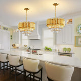 Modern Gold Crystal Chandelier, Luxury 3-Tier K9 Crystal Chandelier for Dining Room/Living Room/Kitchen Island/Bedroom
