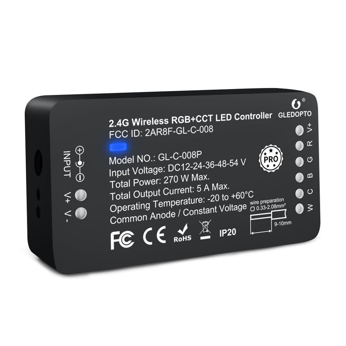 Smart LED Strip Controller RGBCCT Pro Compatible with Hub Tuya SmartThings App 2.4G RF Remote Control Voice