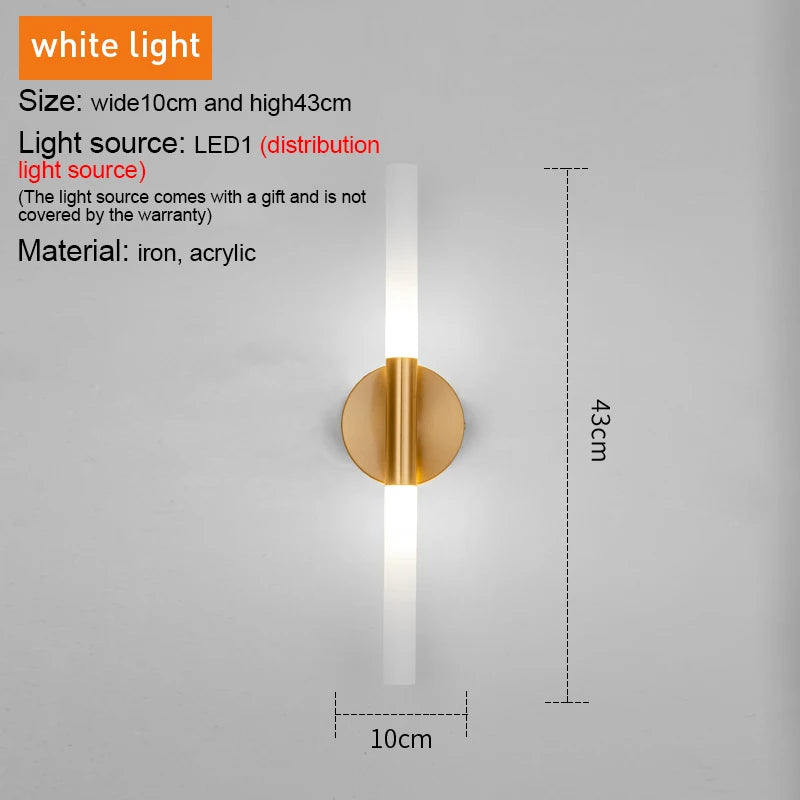  Metal Tube Pipe Up Down Light Wall Sconce For Bedroom Foyer Washroom Living Room Toilet Bathroom Decorative Lights